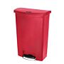 Rubbermaid Slim Jimpedaalemmer met pedaal aan voorzijde 90ltr rood