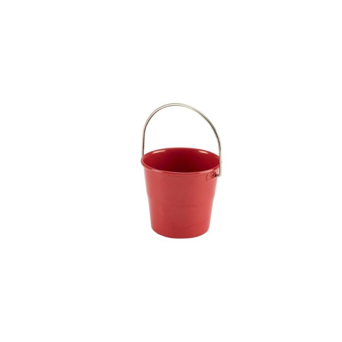 RVS miniatuur emmer rood 4,5 cm 70ml, doos van 24 stuks